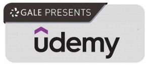 Gale Presents Udemy logo. The Gale logo is in the upper left corner, and the Udemy logo is below it.