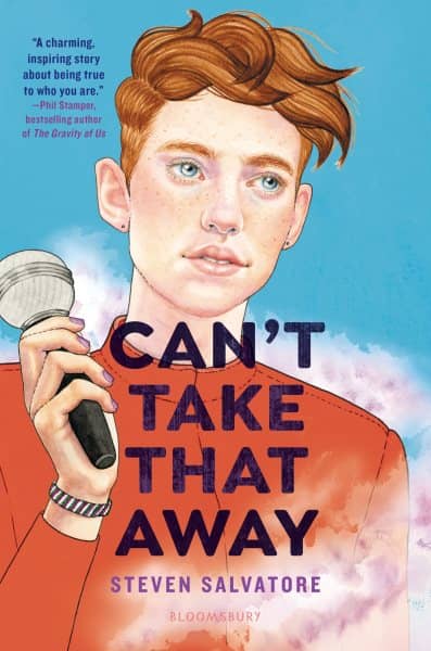 Book cover for "Can't Take That Away" by Steven Salvatore, featuring a person holding a microphone.